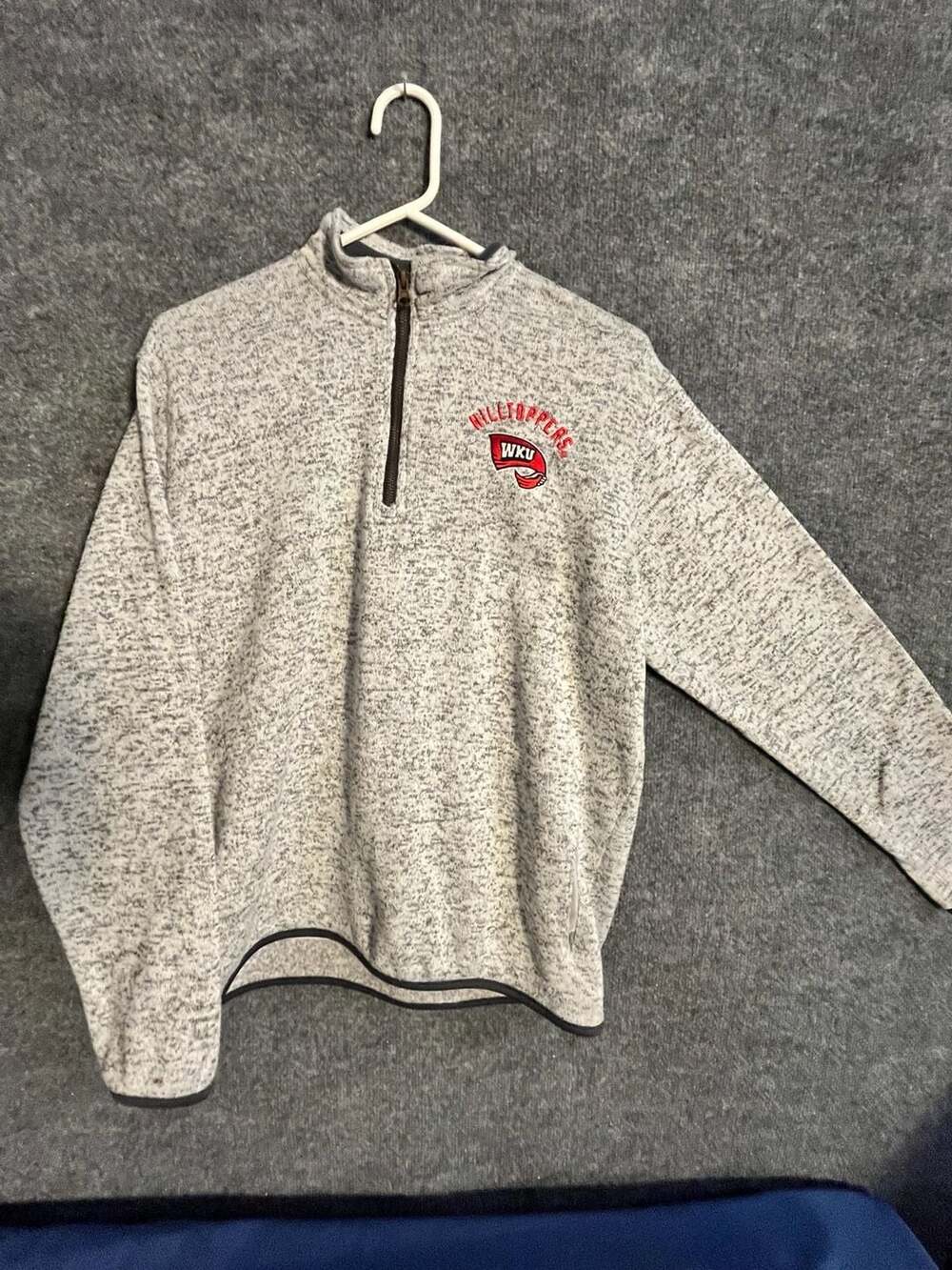 Champion WKU Hilltoppers 1/4-Zip Sweater Size Large Gray 007-014